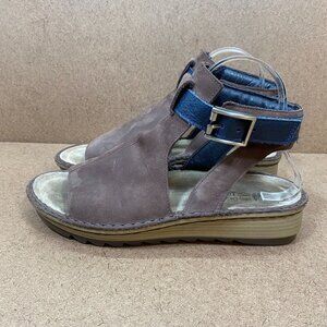 Naot Womens Brown & Blue Leather Sandals With Buckle Strap Size EU 38 / US 7